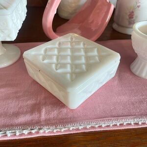 White Milk Glass Trinket Box